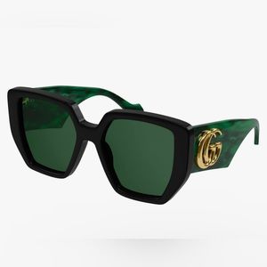 Gucci Geometric Sunglasses GG0956S 001 Black/Green 54mm 956